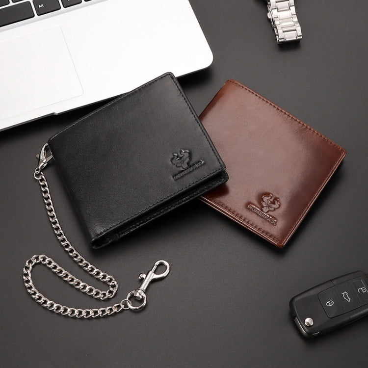 HUMERPAUL RFID Anti-Magnetic Men Pickup Card Bag Metal Chain Short Leather Wallet, Color: Black by HUMERPAUL