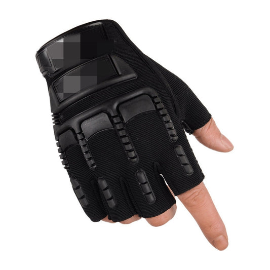 M Outdoor Riding Balance Wheel Skating Military Training Children Half-Finger Gloves(Black) by bashfashion