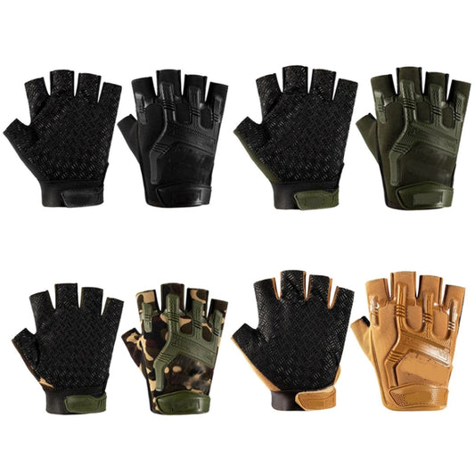 Free Code Outdoor Sports Non-slip Silicone Protective Half-finger Gloves(Sand Color) by bashfashion