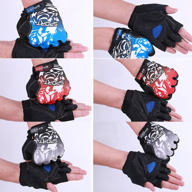 1pair Outdoor Sports Light and Breathable Summer Non-slip Fitness Half-finger Gloves(Blue) by bashfashion