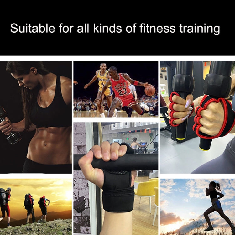 XL Weightlifting Dumbbell Horizontal Bar Anti-cocoon Anti-slip Wrist Fitness Four-finger Gloves(Black) by bashfashion