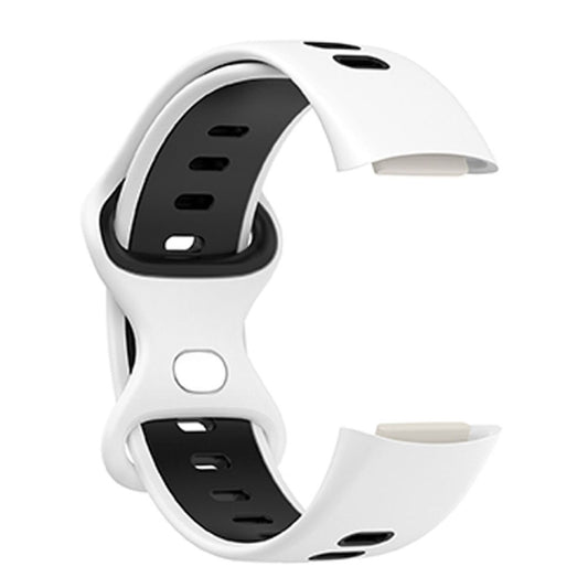 For Fitbit Charge 5 Smart Watch Sports Waterproof Two-Color Silicone Band(White Black) by bashfashion