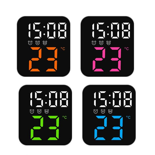 Simple Temperature Display Clock Three Alarm Clock Porch Wall Clock(Green Light) by bashfashion