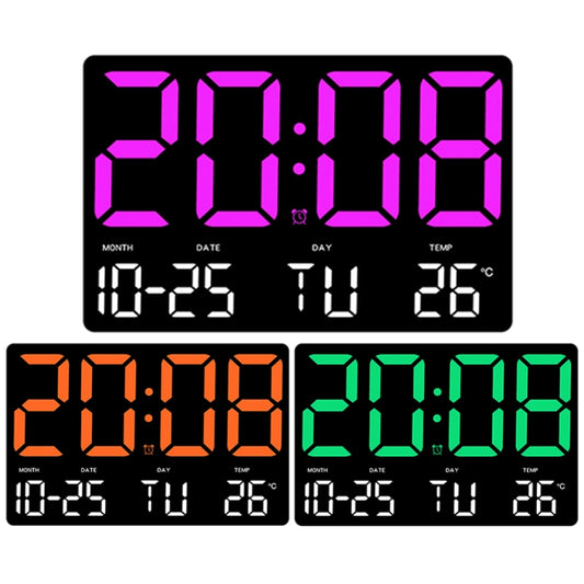 Large Display Led Digital Clock 5 Modes Brightness Adjustable Temperature Mute Electronic Clock(Green Double Color) by bashfashion