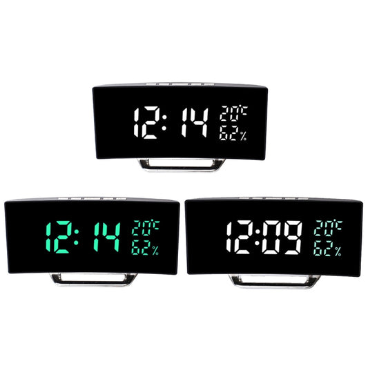 7816 Curved Screen LED Temperature / Humidity Display Multifunctional Clock(White) by bashfashion