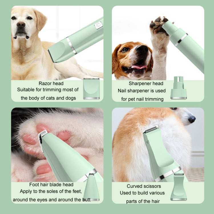 Pet Shaver Cat Dog Paw Hair Clipper Electric Fader, Color: 3 in 1 Green by bashfashion