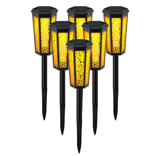 Hexagonal Hollow Solar Ground Lawn Lamp LED Outdoor Waterproof Decorative Garden Light(Warm Light + RGB) by bashfashion