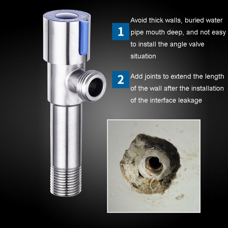 Model D 304 Hexagonal Stainless Steel Angle Valve Fine Copper Ceramic Valve Spool With Decorative Cover(Blue Logo Cold Water) by bashfashion