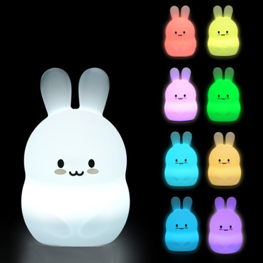 Rabbit Silicone Pat Night Light Children Gift Color Changing Lamp, Specification: Charging Remote Control by bashfashion