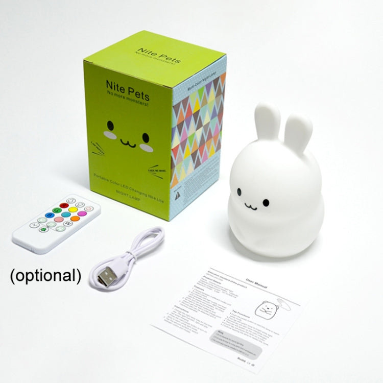Rabbit Silicone Pat Night Light Children Gift Color Changing Lamp, Specification: Charging by bashfashion