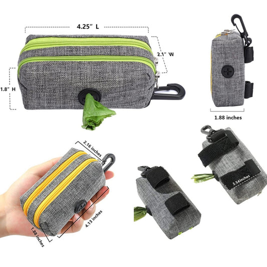 Outdoor Pet Waste Bag Dog Poop Collection Bag(Gray Yellow Dual Zipper) by bashfashion