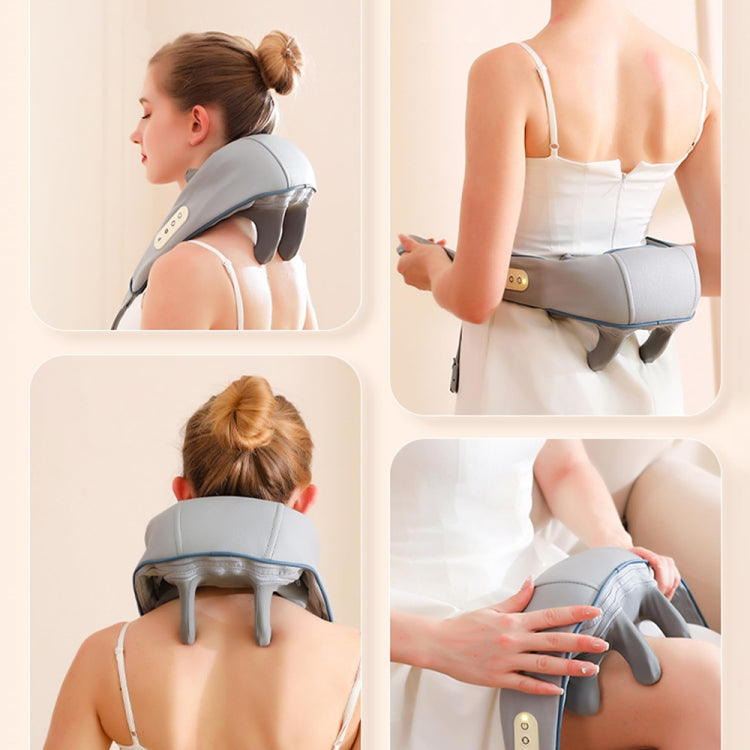 Electric Neck And Shoulder Massager Shiatsu Back Neck Massager With Heat(Gray) by bashfashion