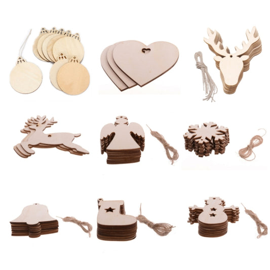 10pcs/set Wooden Christmas Tree Pendants Hand-painted Decorative DIY Wood Chips(Random Style) by bashfashion