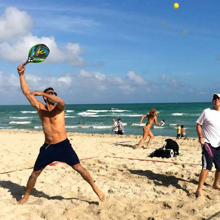 CAMEWIN 3K Carbon Fiber Rough Surface Beach Tennis Racket With Cover Bag(Black and Silver) by bashfashion