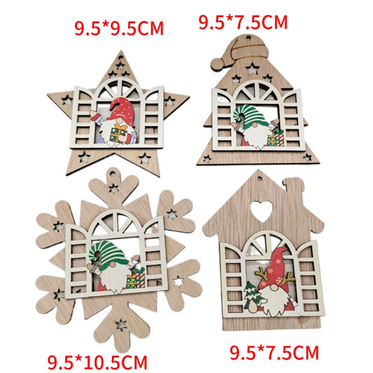 Christmas Open Window Santa Tree Wood Decoration, Color: No.2 by bashfashion