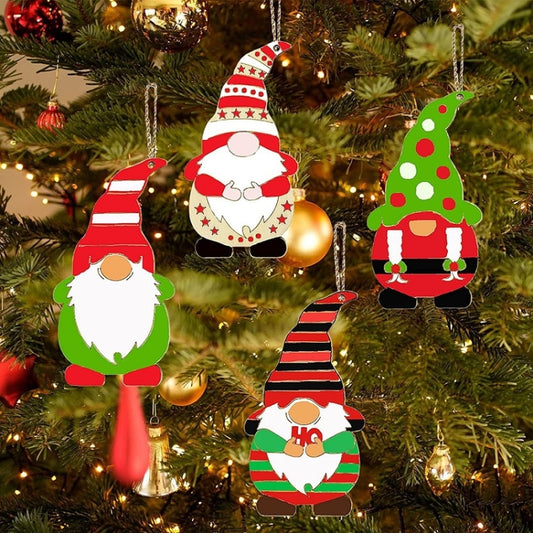 32pcs/set Christmas Tree DIY Painting Wooden Dwarf Elf Hanging Decorations by bashfashion