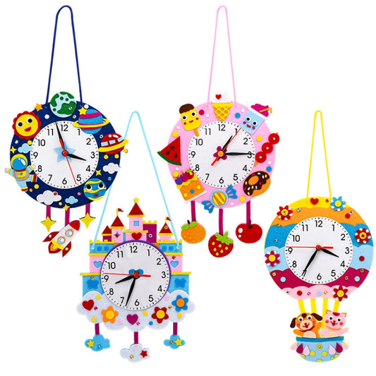 Cartoon Clock Children DIY Handmade Teaching Aids Christmas Decoration(Random Cartoon Style) by bashfashion