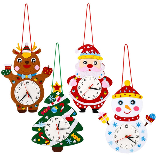 Cartoon Clock Children DIY Handmade Teaching Aids Christmas Decoration(Random Christmas Style) by bashfashion