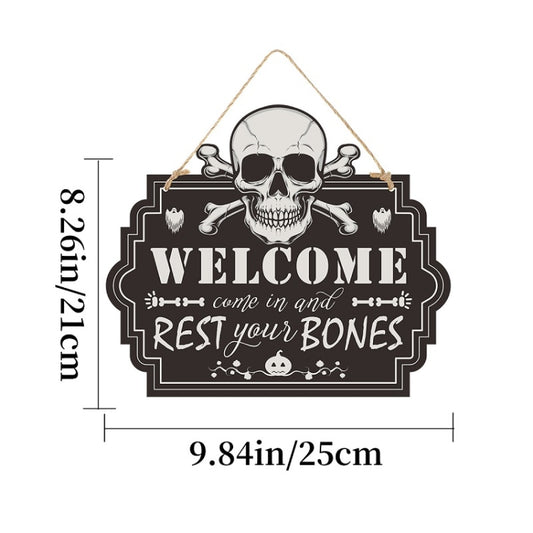 Halloween Door Sign Haunted House Horror Atmosphere Decoration, Style: Skull by bashfashion