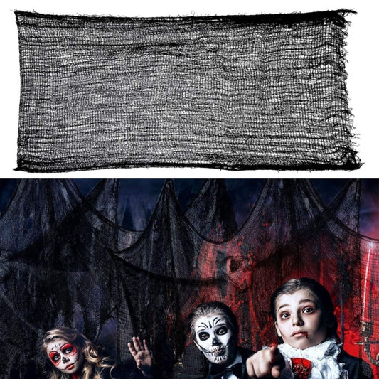 76 x 183cm Halloween Gauze Roving Polyester Cotton Haunted House DIY Decorative Gauze(Black) by bashfashion