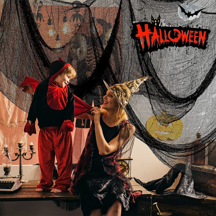 76 x 183cm Halloween Gauze Roving Polyester Cotton Haunted House DIY Decorative Gauze(Black) by bashfashion