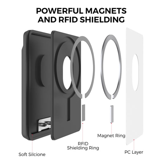 For IPhone 15 AhaStyle PT133-H Phone Magnetic Card Holder Stand Organizer Card Case(Black) by AhaStyle