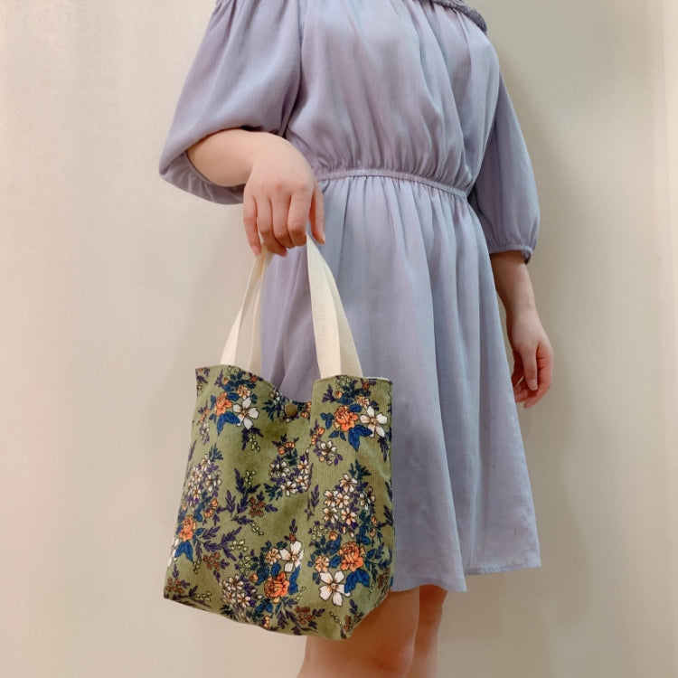 Retro Floral Bag Casual Tote Large Capacity Corduroy Handbag, Style: Blue Daisy by bashfashion