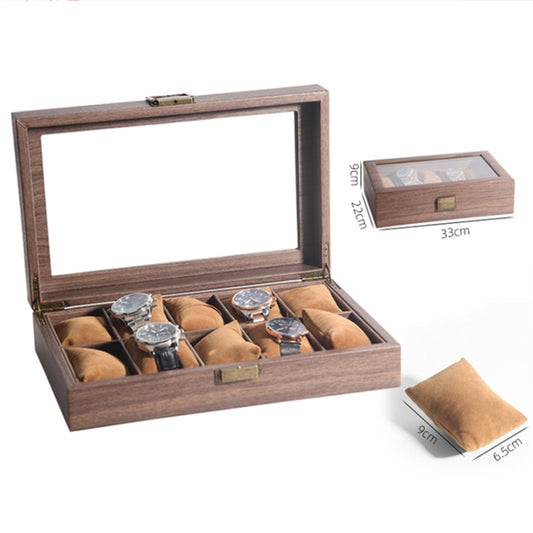 Wood Grain Leather Watch Display Box Watch Storage Case Jewelry Box, Style: 10 Digit Long by bashfashion