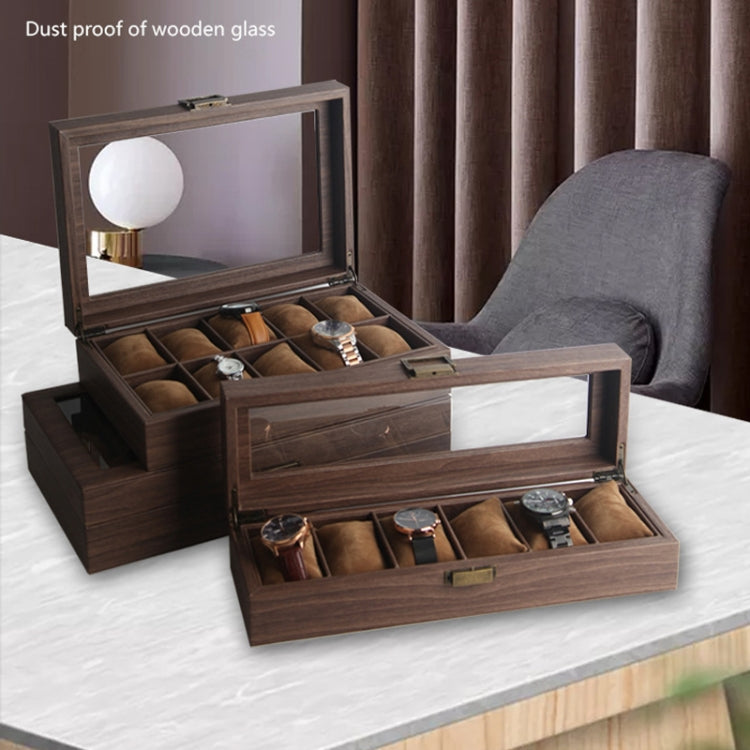 Wood Grain Leather Watch Display Box Watch Storage Case Jewelry Box, Style: 10 Digit Long by bashfashion