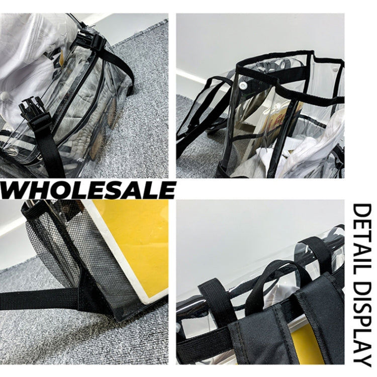 Transparent PVC Large Capacity Casual Outdoor Waterproof Travel Backpack(Blue) by bashfashion