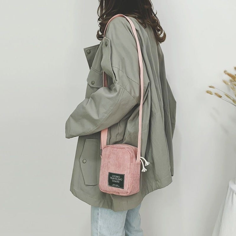 Casual Crossbody Versatile Shoulder Bag Simple Striped Velvet Small Square Bag(Pink) by bashfashion