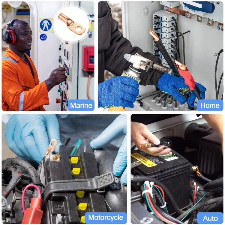 8AWG 3/8" Stud Ring Terminal Solder Cable Bare Copper Hole with Heat Shrink(Single) by bashfashion