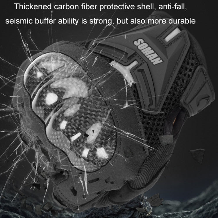 SOMAN Motorcycle Riding Anti-fall Breathable Anti-slip Carbon Fiber Gloves, Size: M(Black) by SOMAN