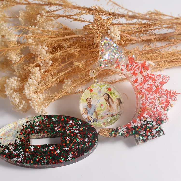 Crystal Epoxy Resin Christmas Tree Silicone Mold With 10pcs Silver Bead Chain by bashfashion