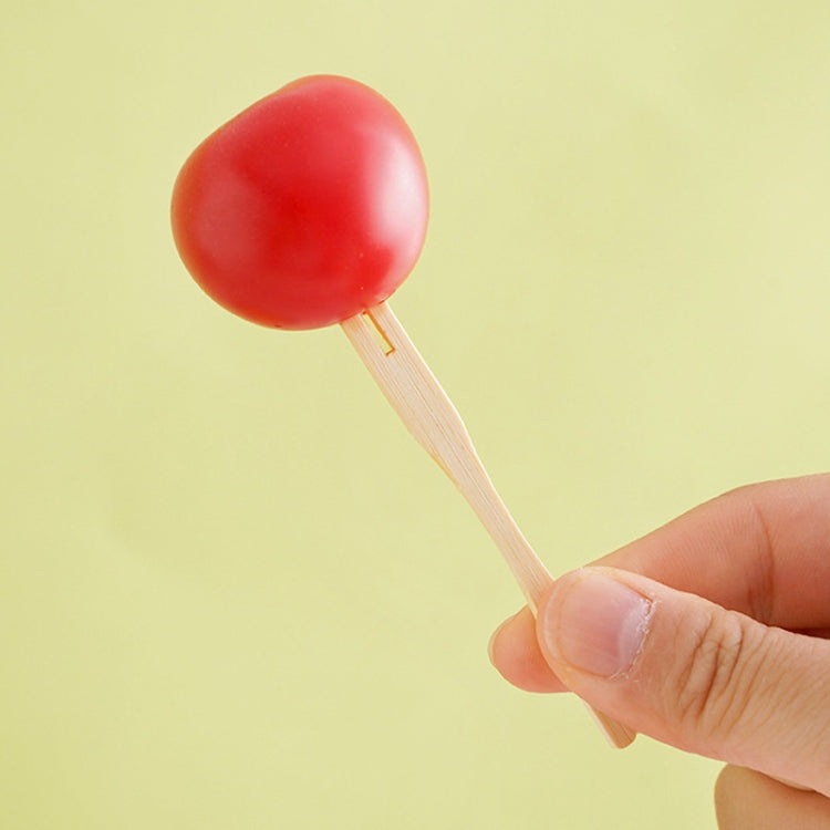 100pcs /Can Bamboo Fruit Stick Disposable Two Tines Dessert Fork For Home Use by bashfashion