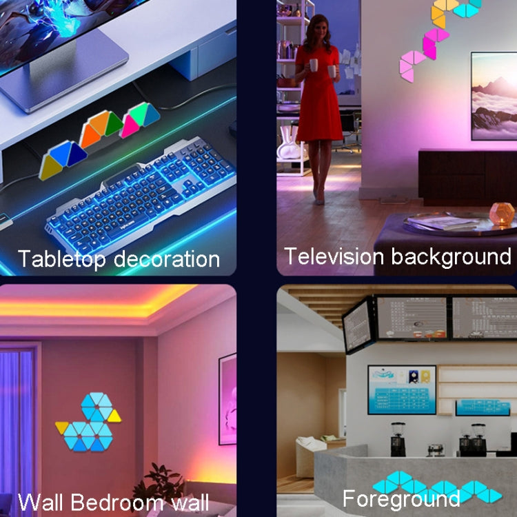 12pcs /Set Triangle Splicing Intelligent Sound Control Quantum Light Atmosphere Lighting With Remote Control, US Plug(WiFi Model) by bashfashion