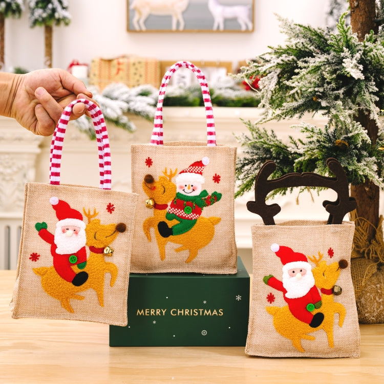 Christmas Decoration Riding Deer Tote Bag Kids Candy Cartoon Gift Bag, Style: Antlers Old Man by bashfashion
