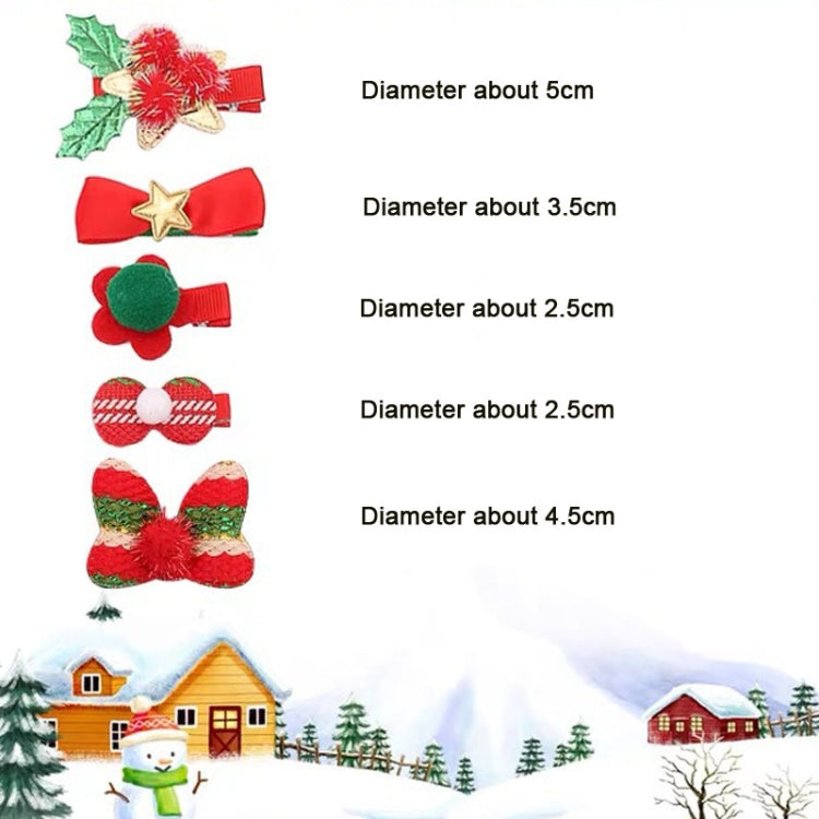 5pcs /Set Christmas Hairpin Set Snowman Bow Duckbill Clip Children Cute Hair Accessories, Style: NO.3 Bows 5 -star by bashfashion