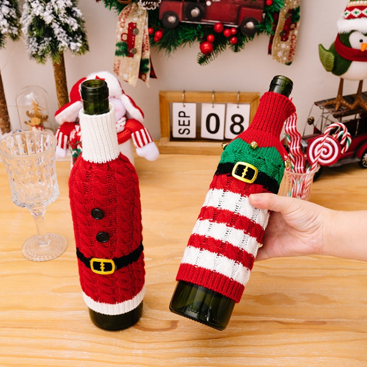 Christmas Knitted Wine Bottle Cover Festival Restaurant Decorations(Belt) by bashfashion