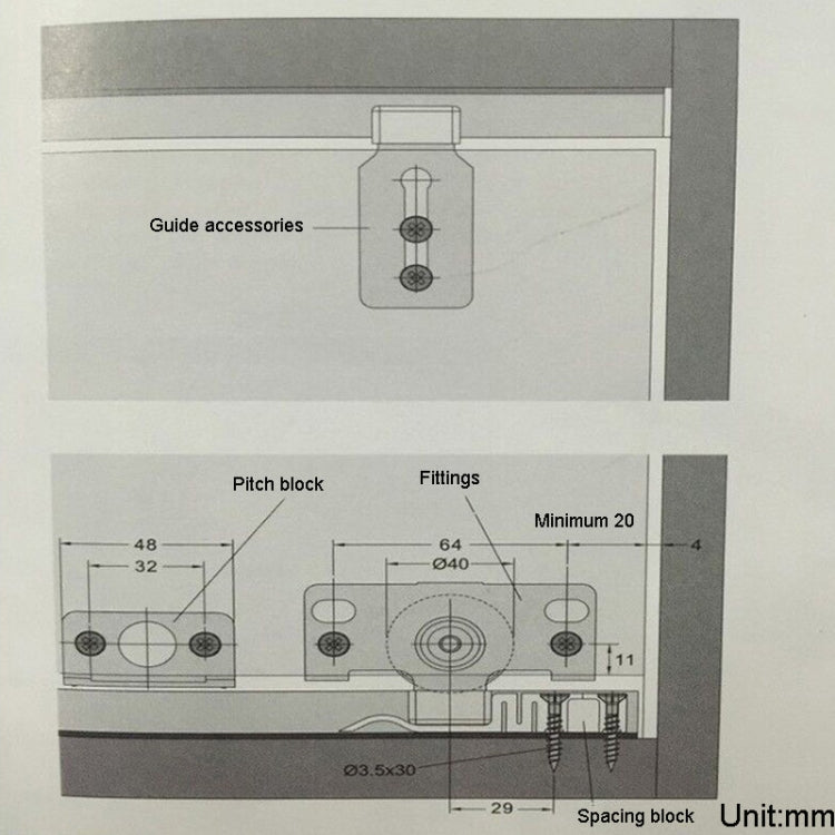 Closet Sliding Door Pulley Fittings Silent Sliding Door Accessories With 8 Screws, Model: Pulley by bashfashion