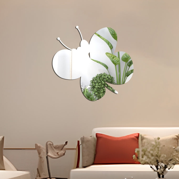Acrylic Butterfly Stereo Wall Stickers Bedroom Living Room Background Wall Decoration Soft Mirror(Black) by bashfashion