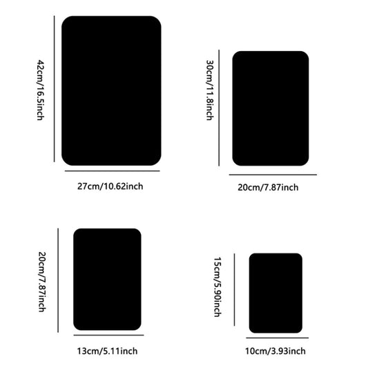 4pcs 30cm x 20cm Round Corner Models Rectangle Acrylic Mirror Stereo Wall Stickers Home Decoration Soft Mirror(Black) by bashfashion