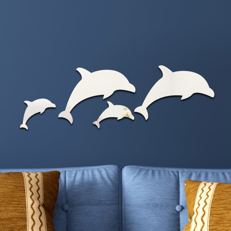 4pcs /Set Acrylic Dolphin Stereo Wall Stickers Home Wall Decoration(Black) by bashfashion