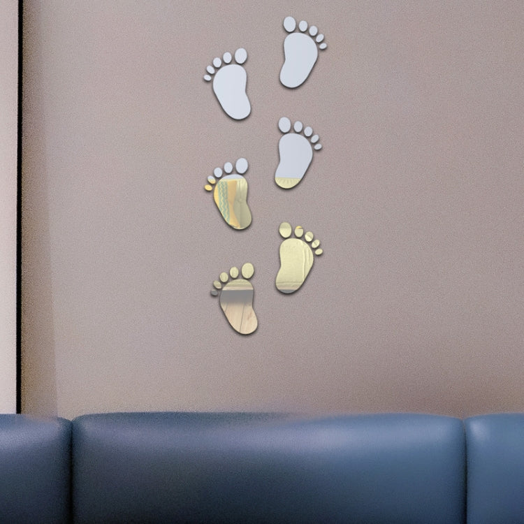 36pcs /Set Acrylic Small Feet Stereo Wall Stickers Home Decoration Soft Mirror(Gold) by bashfashion