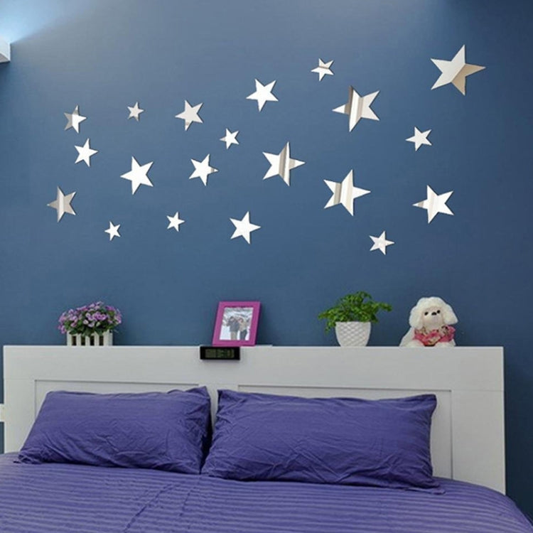 20pcs /Set Acrylic Stars Mirror Stereo Wall Stickers Home Decoration Soft Mirror(Gold) by bashfashion