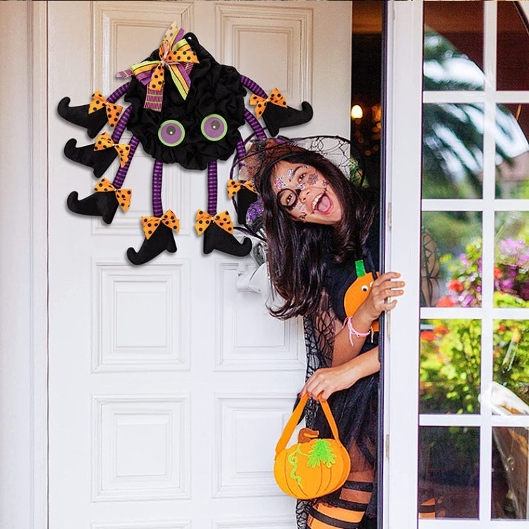 Fabric Spider Door Hanging Halloween Wreath Window Pendant(Multi-foot Spider) by bashfashion