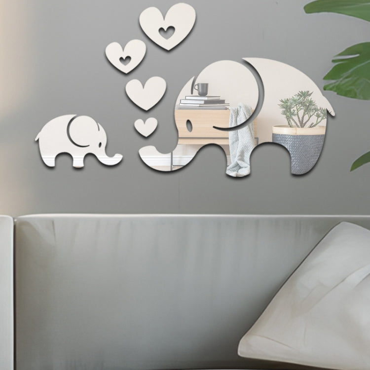 6pcs /Set Acrylic Elephant Mirror Stereo Wall Stickers Home Decoration Soft Mirror(Black) by bashfashion