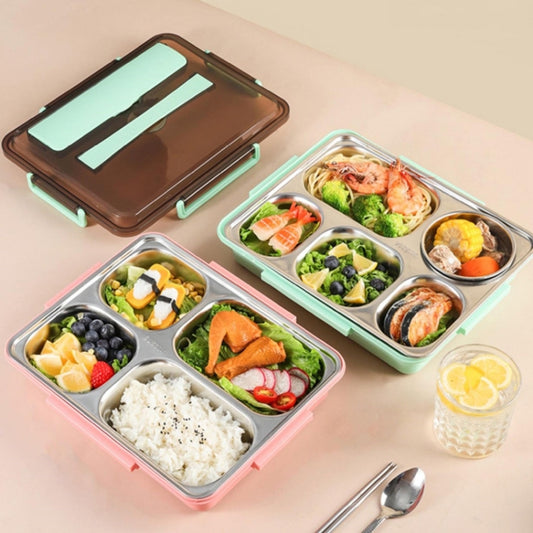 304 Stainless Steel Lunch Box Leakproof Insulated Student Dormitory Bento Box, Spec: 4 Grid Black by bashfashion