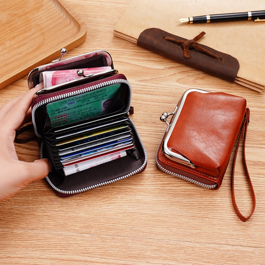 Ladies Buckle Coin Purse Detachable Large Capacity Clutch Bag Multi-card Slot Wallet(Coffee) by bashfashion