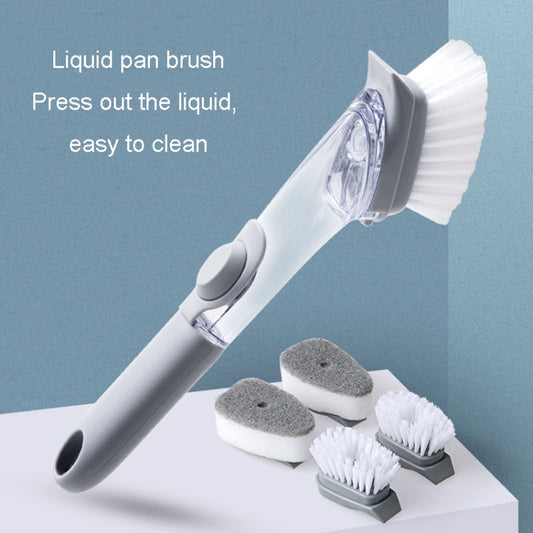 Kitchen Long Handle Automatic Liquid Filling Non-Stick Pan Scrubber Brush Cleaning Brush, Style: Brush by bashfashion
